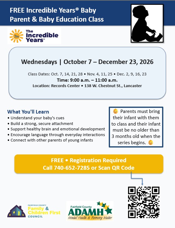 Incredible Years Baby parent and baby education class flyer
